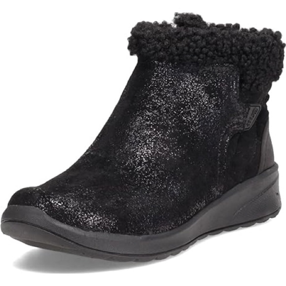 Black Winter Ankle Boots with Plush Collar